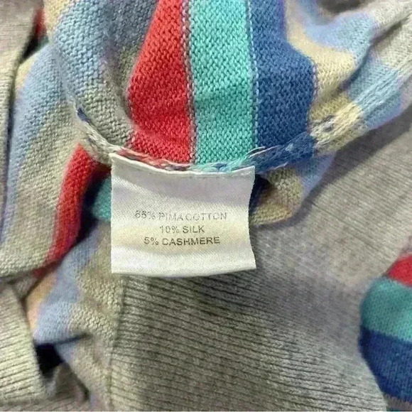 Peter Millar Sweater Men's Large Multicolor Stripe 1/4 Zip Cotton Silk Cashmere - Picture 4 of 6
